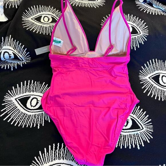 🆕 J. Crew PINK One Piece Sexy V Neckline Swimsuit Plus Barbie Classic 14 NWT - Picture 10 of 13